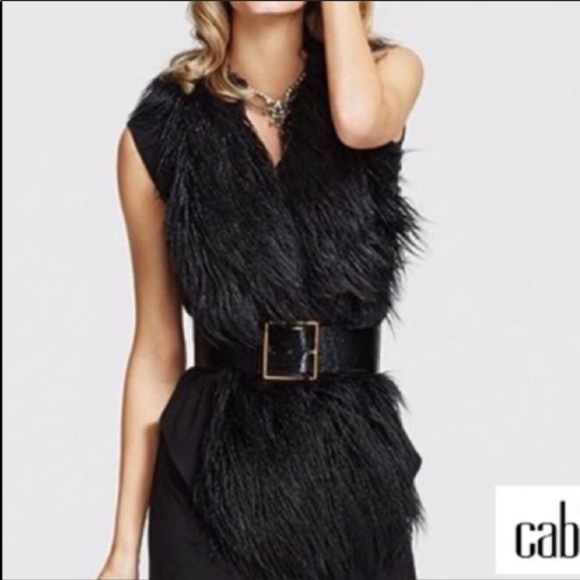 CAbi Shaggy Faux Fur Black Vest Size XS - Picture 4 of 8